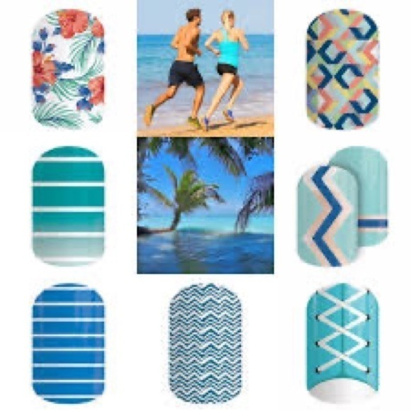Jamberry Teal and White Sneaker Print Nail Wraps - Going the Distance - Picture 9 of 9